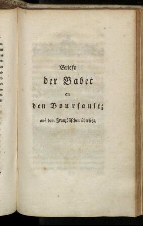 Briefe der Babet an den Boursault; aus dem Französischen übersetzt
