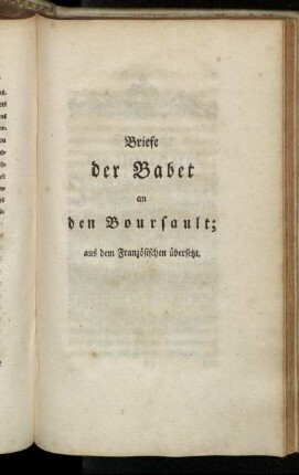 Briefe der Babet an den Boursault; aus dem Französischen übersetzt
