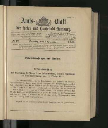 No. 18, 25. Januar 1920