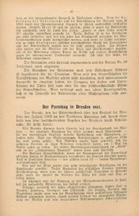 Der Parteitag in Dresden 1903.