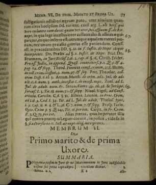 Membrum VI. De Primo Marito & de prima Uxore.
