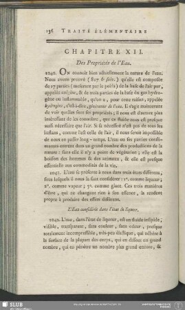 Chapitre XII. Des Propriétés de l'Eau