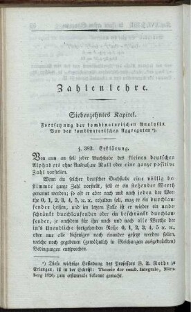 Siebenzehntes Kapitel. Fortsetzung der kombinatorischen Analysis. Von den kombinatorischen Aggregaten.