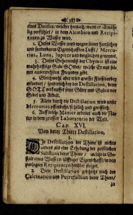 Cap. XVI. Von derer Thiere Destillation