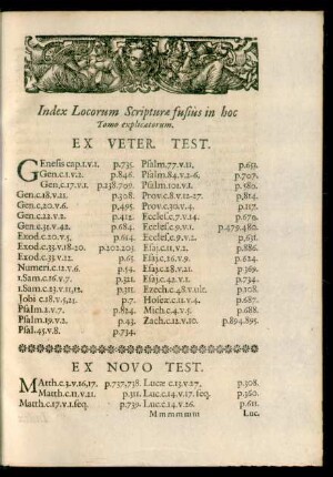 Index Locorum Scripturae fusius in hoc Tomo explicatorum.
