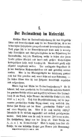 Der Decimalbruch im Unterricht