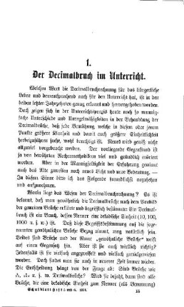 Der Decimalbruch im Unterricht