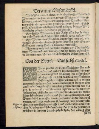 Von der Speis. Das sechst capitel.
