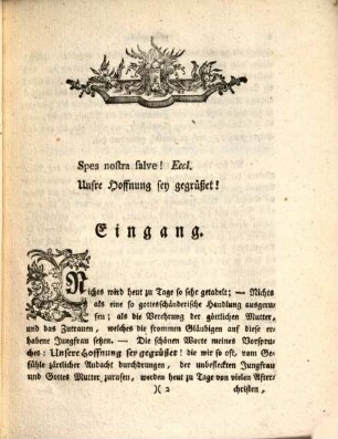 Rede über die Verehrung und Zutrauen der Mutter Gottes Maria : am feyerlichen Titularfeste der hochlöbl. Erzbruderschaft von der unbefleckten Empfängniß Mariä in dem uralten und befreyten Benediktinerstifte zu Wessobrunn in Oberbaiern