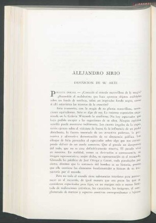Alejandro Sirio : Definición de su arte