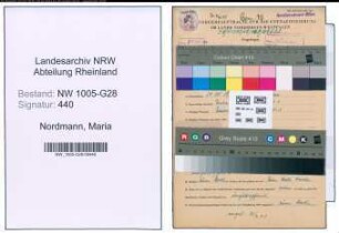 Entnazifizierung Maria Nordmann , geb. 30.10.1901 (Postsekretaerin)