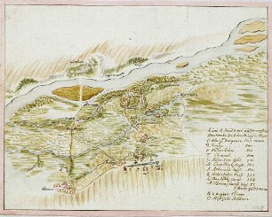 WHK 22 Österreichischer Sukzessionskrieg 1740-1748 bis zum Aachener Frieden: Plan des kaiserlichen Lagers bei Pilsting, 1745