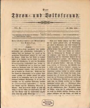 Der Thron- und Volksfreund. 1830, 1830, Nr. 5