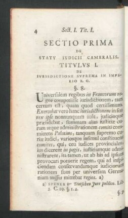 Sectio Prima De Statu Iudicii Cameralis.