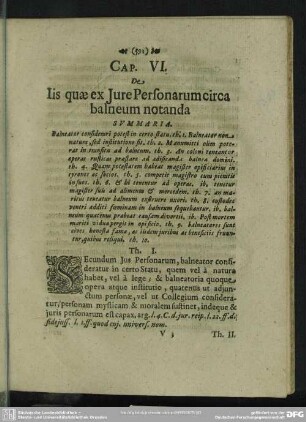 Cap. VI. De Iis quae ex Iure Personarum circa balneum notanda