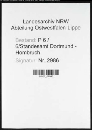 Sterberegister Standesamt Dortmund-Hombruch (XXIII)