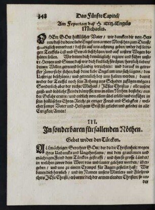 III. In sonderbaren fürfallenden Nöthen.