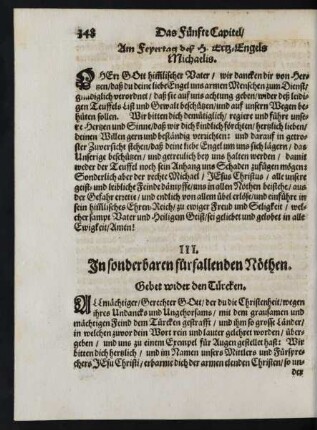 III. In sonderbaren fürfallenden Nöthen.