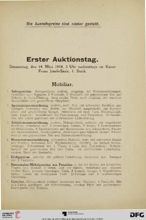 Erster Auktionstag (Nr. 1-172)