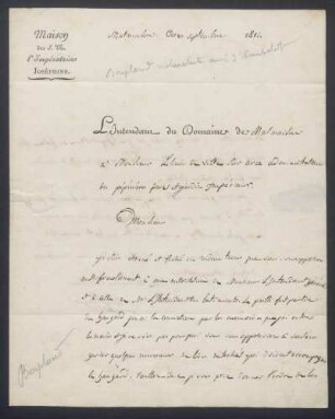 Aimé Bonpland an Comte Lelieur
