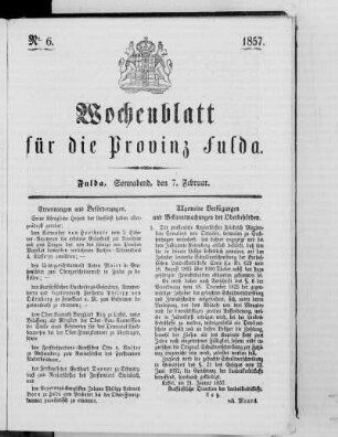 Nr. 6, Ausgabe vom 7. Februar 1857
