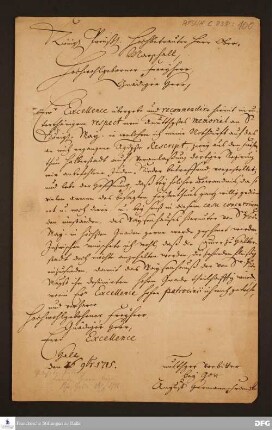 Brief von August Hermann Francke an Marquard Ludwig v. Printzen.