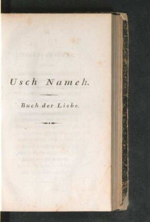 Usch Nameh. Buch der Liebe.