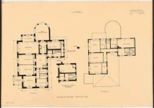 Umbau eines Landhauses Monatskonkurrenz Februar 1933: Grundriss Erdgeschoss, Obergeschoss, Dachgeschoss