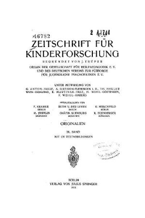 38: Zeitschrift für Kinderforschung - 38.1931