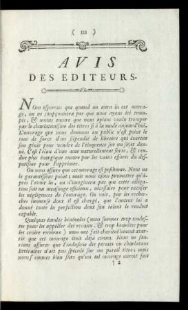 Avis Des Editeurs.