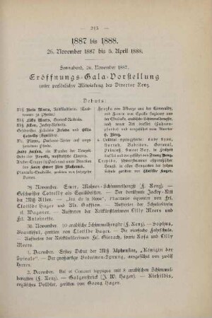 1887 bis 1888, 26. November 1887 bis 5. April 1888
