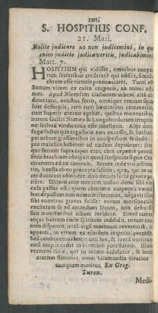 S. Hospitius Conf.