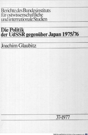 Die Politik der UdSSR gegenüber Japan 1975/76