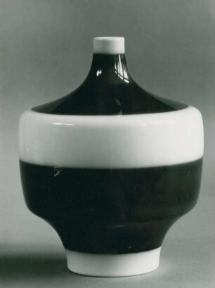 Spindel-Vase mit zwei breiten Kobaltbändern von Hubert Griemert