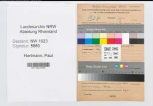 Entnazifizierung Paul Hartmann , geb. 05.11.1903 (Bergmann)