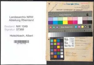 Entnazifizierung Albert Holschbach , geb. 06.07.1890 (Steuerinspektor)