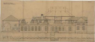 Fischer, Theodor; Stuttgart; Kunstausstellungsgebäude - Ostseite (Grundriss, Ansicht m. Schnitt)