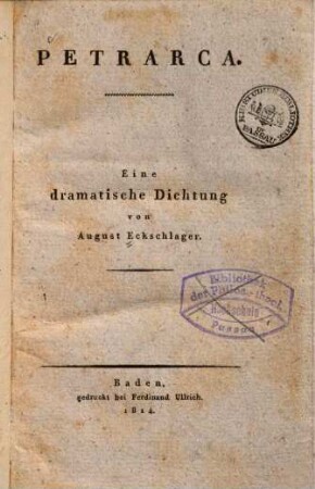 Petrarca : eine dramatische Dichtung