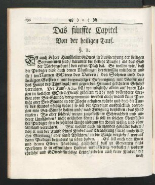 Da fünffte Capitel Von der heiligen Tauf
