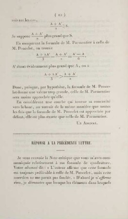 Réponse a la précédente lettre.