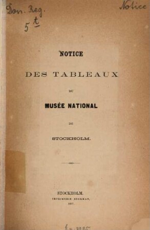 Notice des tableaux du Musée National de Stockholm