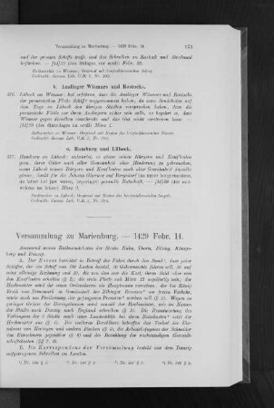 Versammlung zu Marienburg. - 1429 Febr. 14.