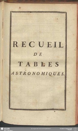 Recueil De Tables Astronomiques