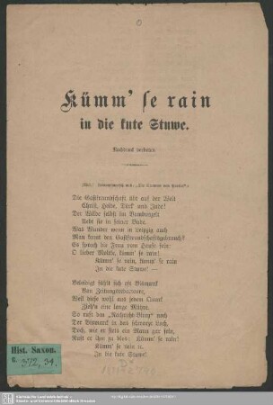 Kümm'se rain in die Kute Stuwe