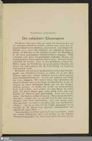 Siebenter Abschnitt. Der subjektive Klassengeist