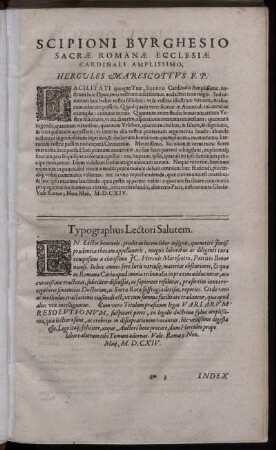 Typographus Lectori Salutem.