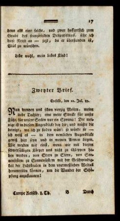 Zweyter Brief. Crefeld, den 22. Jul. 89