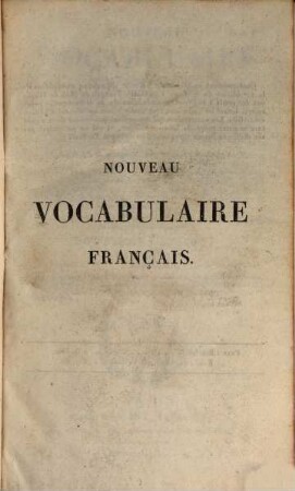 Nouveau vocabulaire française