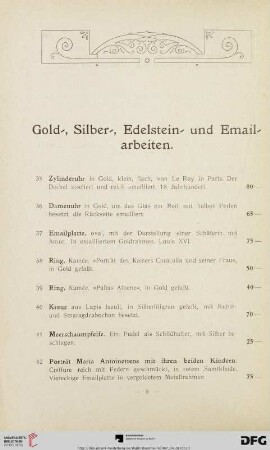 Gold-, Silber-, Edelstein- und Emailarbeiten (Nr. 35-57)