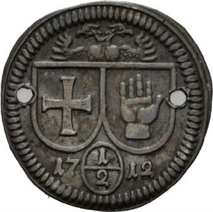 Silberabschlag eines Halbdukaten der Reichsstadt Schwäbisch Hall, 1712